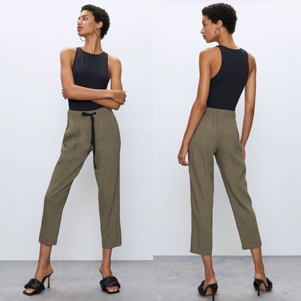 Aritzia Babaton Errol Linen Ankle Crop Pants